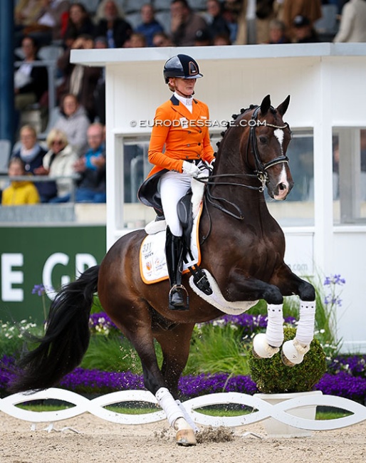 Marieke van der Putten and Torveslettens Titanium in the 5* GP Special lap of honour at the 2024 CDIO Aachen :: Photo © Astrid Appels