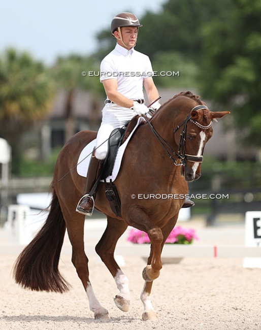 American Under 25 rider Josh Albrecht on Goldenboy at the 2024 CDN Palm Beach Derby :: Photo © Astrid Appels