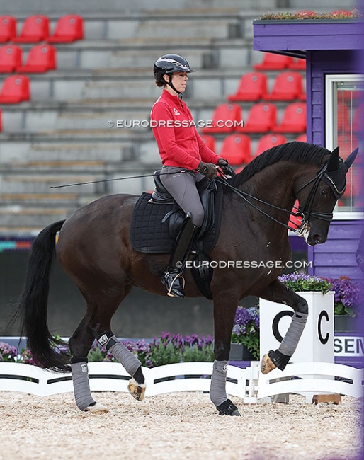 Carina Cassoe Kruth schooling Heiline's Danciera at the 2022 World Championships in Herning :: Photo © Astrid Appels