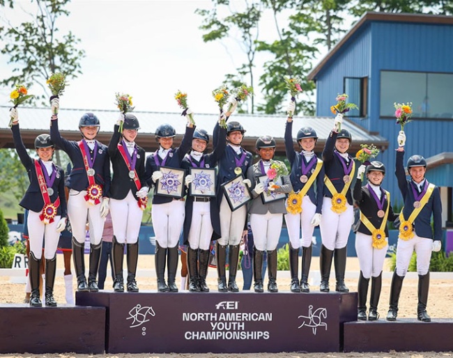 The junior team podium at 2024 North American Youth Championships :: ©Avery Wallace/US Equestrian