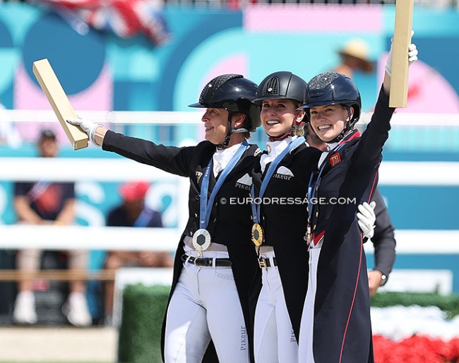 Isabell Werth, Jessica von Bredow-Werndl and Charlotte Fry win the individual medals at the 2024 Olympic Games :: Photo © Astrid Appels