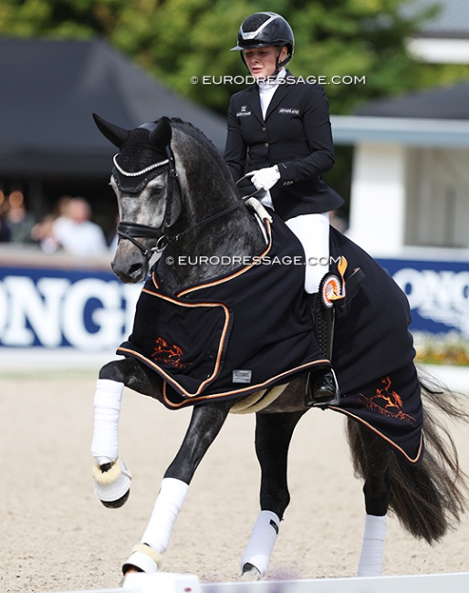 Maxi Kira von Platen on Proud James in the 4-YO Challenge at the 2024 World Young Horse Championships :: Photo © Astrid Appels