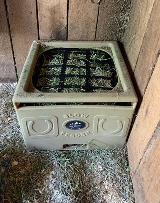 A hay feeder yielded better results than an activity ball or mirror