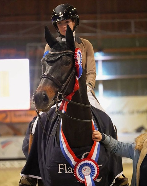 Charlotte Chalvignac Vesin wins the 2024 French Championships for 7-Year Olds. She rode the prize giving on Fursty Majishan :: Photo © Les Garennes