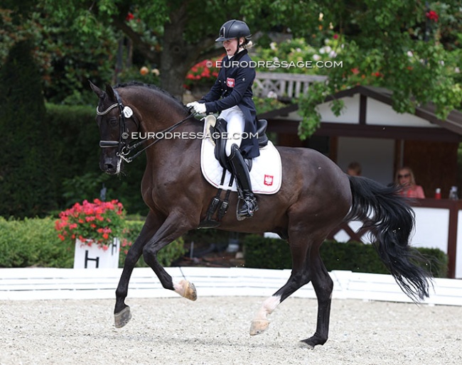 Nelly Solecka on High Bid VDT (by Rousseau x Tuschinski) at the 2023 European Junior Riders Championships :: Photo © Astrid Appels