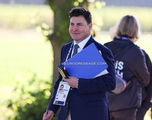Raphael Saleh, president of the ground jury, at the horse inspection of the 2024 Olympic Games :: Photo © Astrid Appels