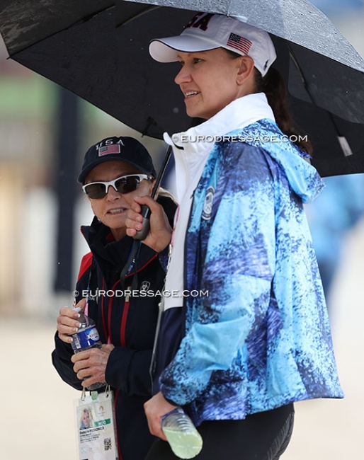 Trainer Debbie McDonald and protegé Adrienne Lyle at the 2024 Olympic Games in Paris :: Photo © Astrid Appels