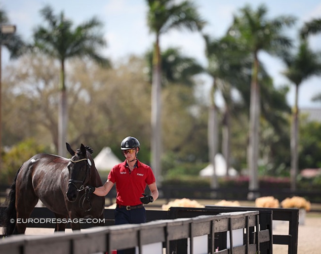 The horse inspection for the CDIO at the 2025 Global Dressage Festival - Germany's Lars Ligus with Santiago:: Photo © Astrid Appels