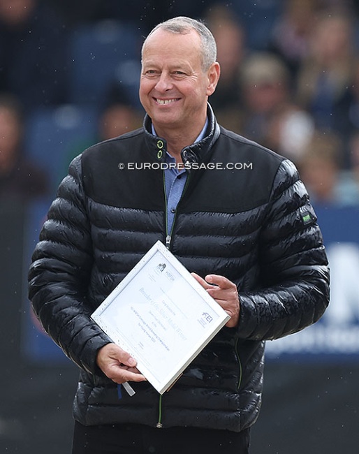 Henrik Hansen at the 2023 World Young Horse Championships where he became the most successful WCYH breeder ever. His horses won four gold and two silver medals :: Photo © Astrid Appels
