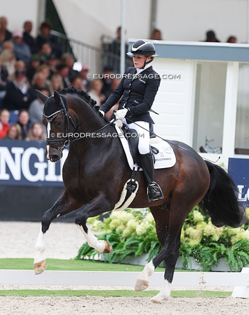 Maxi Kira von Platen and Elastic in the 4-YO challenge at the 2023 World Young Horse Championships :: Photo © Astrid Appels
