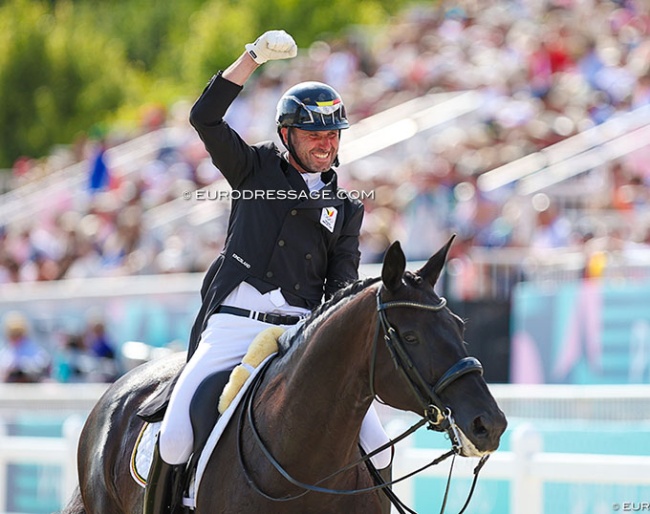 With personal best scores from Domien Michiels (pictured) and Flore de Winne Team Belgium finished in a historic fifth place at the 2024 Paris Olympics :: Photo © Astrid Appels