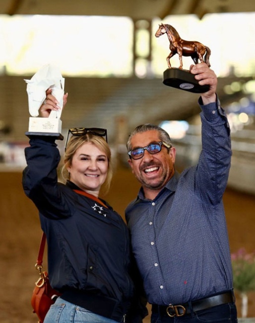 Osbaldo Romero celebrating success as a breeder and PRE horse owner