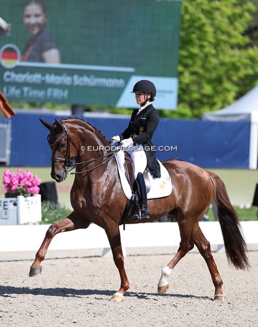Charlott-Maria Schürmann on Life Time win the Louisdor Cup qualifier at the 2025 CDI Hagen :: Photo © Astrid Appels