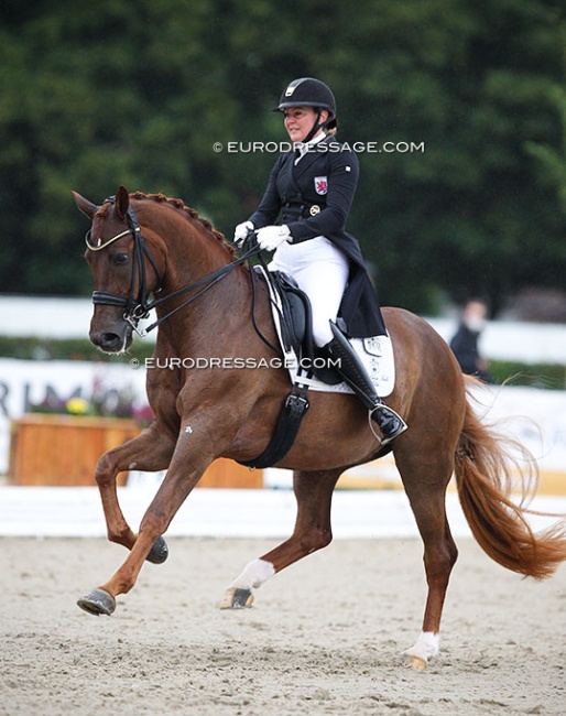 Fie Skarsoe and Coco Island OLD at the 2021 World Young Horse Championships in Verden :: Photo © Astrid Appels