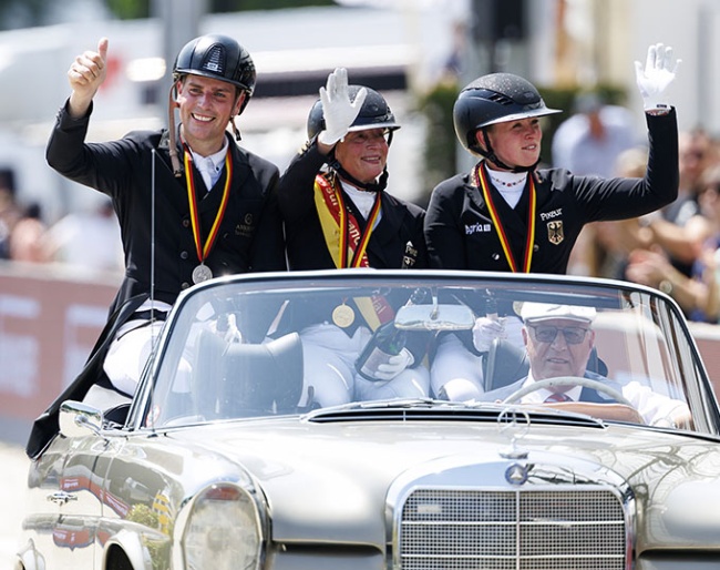 The Grand Prix Special medallists: Frederic Wandres, Isabell Werth, Katharina Hemmer :: Photo © Stefan Lafrentz