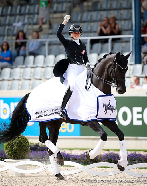 Veronica Pawluk and Falette OLD win the Junior Kur to Music at the 2025 CDIO Aachen :: Photo © Astrid Appels
