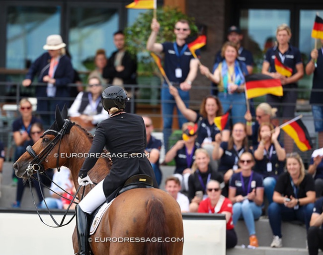 Katharina Hemmer and Denoix PCH put Germany in the lead for the team medals at the 2025 European Dressage Championships :: Photo © Astrid Appels