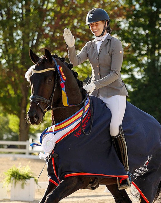 Charell Garcia and MW Verrazzano win the 4-year old division at the 2025 U.S. Young Horse Championships :: Photo © US Equestrian