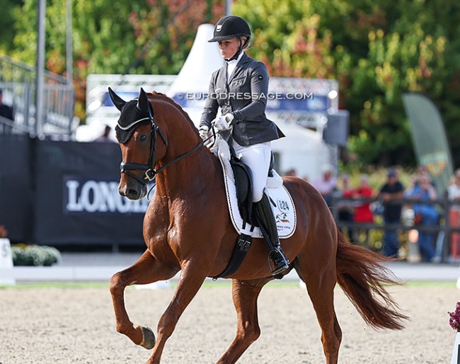 Lena Hassmann and Dancing Brave at the 2022 World Young Horse Championships :: Photo © Astrid Appels