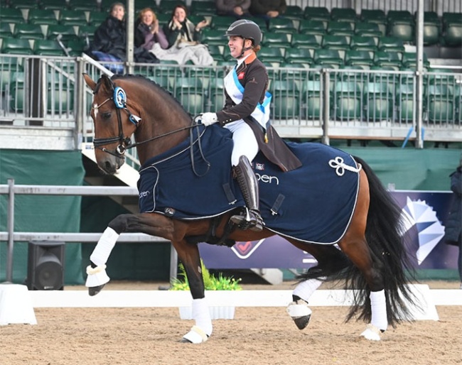 Becky Moody and Jack Diamond win the Inter II title at the 2025 British Dressage Championships :: Photos © Kevin Sparrow