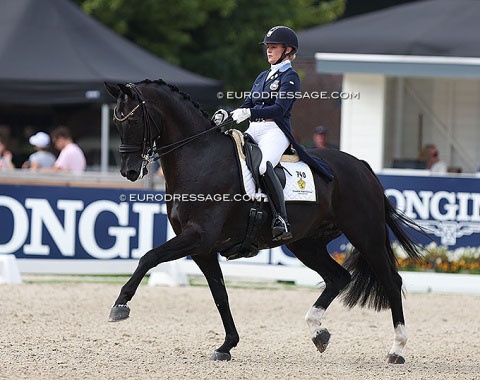 Jeanna Hogberg and BE Allex at the 2024 World Young Horse Championships in Ermelo :: Photos © Astrid Appels