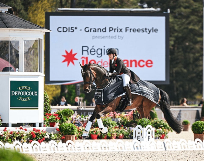Becky Moody and Jagerbomb won the 5* at the 2025 CDI Fontainebleau this year :: Photo © PSV
