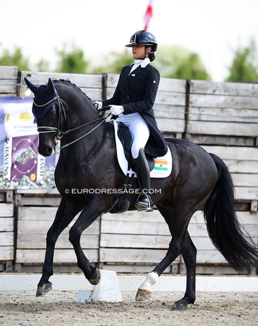 Indian rider Divyakriti Singh on Improver at the 2025 CDI Sint-Truiden :: Photo © Astrid Appels