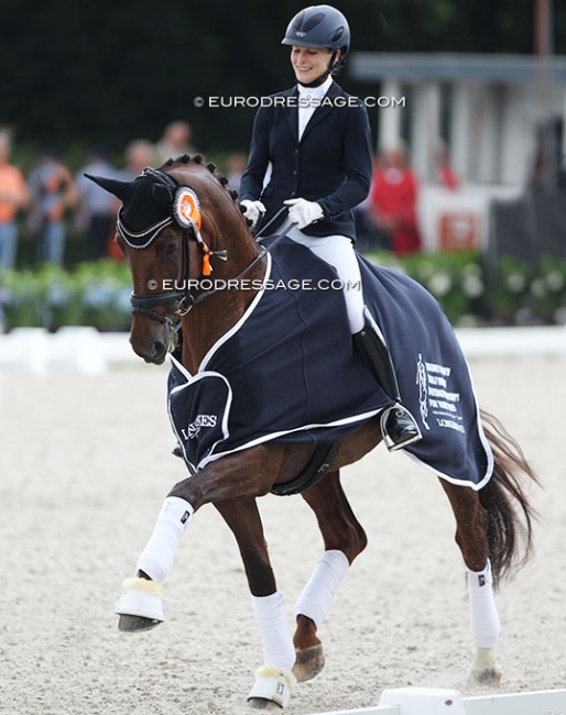 Beatrice Buchwald and Victoria's Secret win the 5-year old preliminary test at the 2016 World Young Horse Championships :: Photo © Astrid Appels