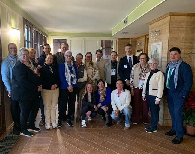 Participants in the FEI/IDOC Transfer Up Course for Young Horse Judges in Ornago