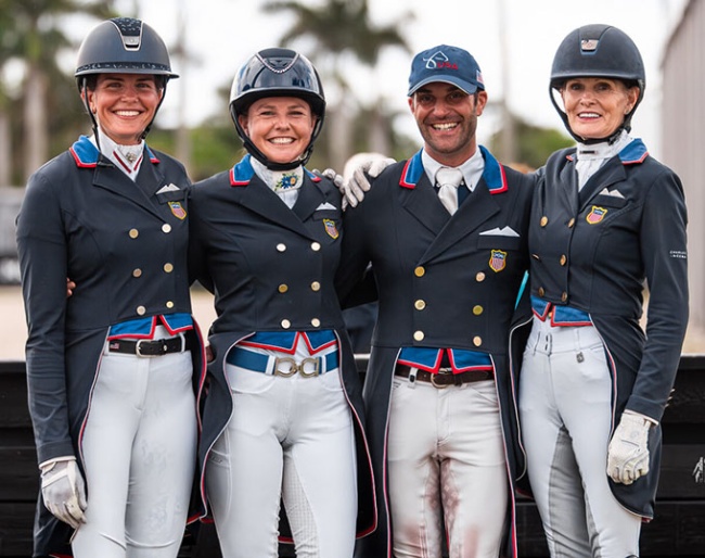 Team USA with Anna Marek, Meagan Davis, Jordan LaPlaca and Ashley Holzer winning the FEI Nations Cup in Wellington 2026 :: Photos © Centre Line Media