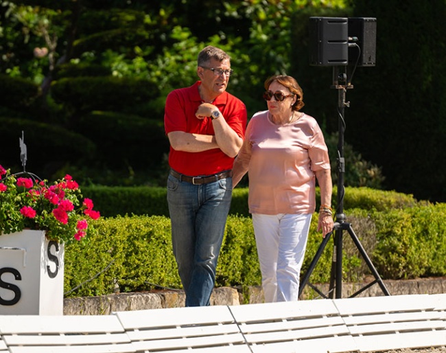Klaus Martin Rath and Dr. Evi Eisenhardt at the 2026 CDI Kronberg. Matthias Rath is team trainer for Thailand :: Photo © Lukasz Kowalski