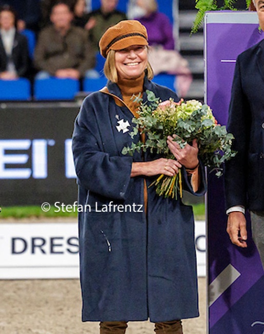 Eva Simeoni at the 2022 CDI Stuttgart where she received the German Equestrian Cross in Silver :: Photo © Stefan Lafrentz
