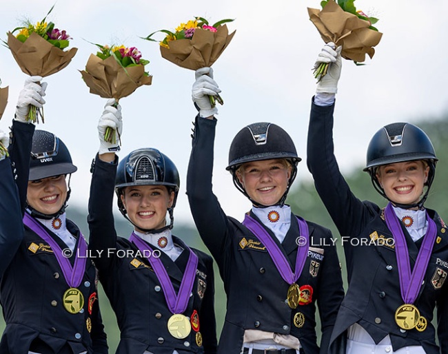 Team gold for Germany at the 2026 European Young Riders Championships :: Photo © Lily Forado
