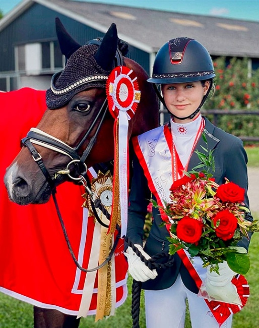 Steffanie Victoria Horsted Dyrlund  is the 2025 Danish FEI Pony champion :: Photo © private
