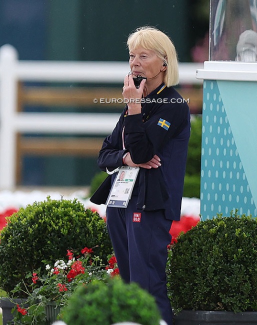 Louise Nathhorst coaching at the 2024 Olympic Games in Paris :: Photo © Astrid Appels