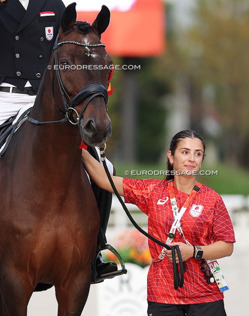 Groom Viktoria Riskalla and Furst William at the 2026 Asian Games in Tokyo :: Photo © Astrid Appels