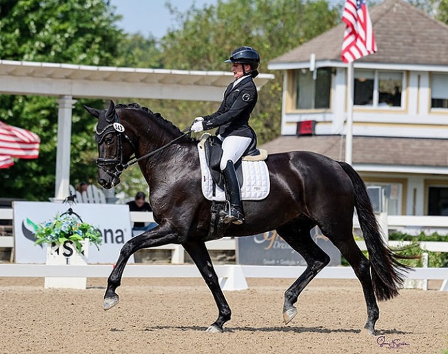 Mackenzie Peer (FL) with 6-year old Sonnenberg’s Primrosa, the reserve champions at the 2026 U.S. Young Horse Championships :: Photo © Susan Stickle